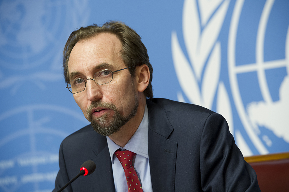 Zeid Ra’ad Al Hussein, United Nations High Commissioner for Human Rights briefs the press on Sexual abuse in foreign military operations, Palais des Nations. Friday 8 May 2015. Photo by Violaine Martin