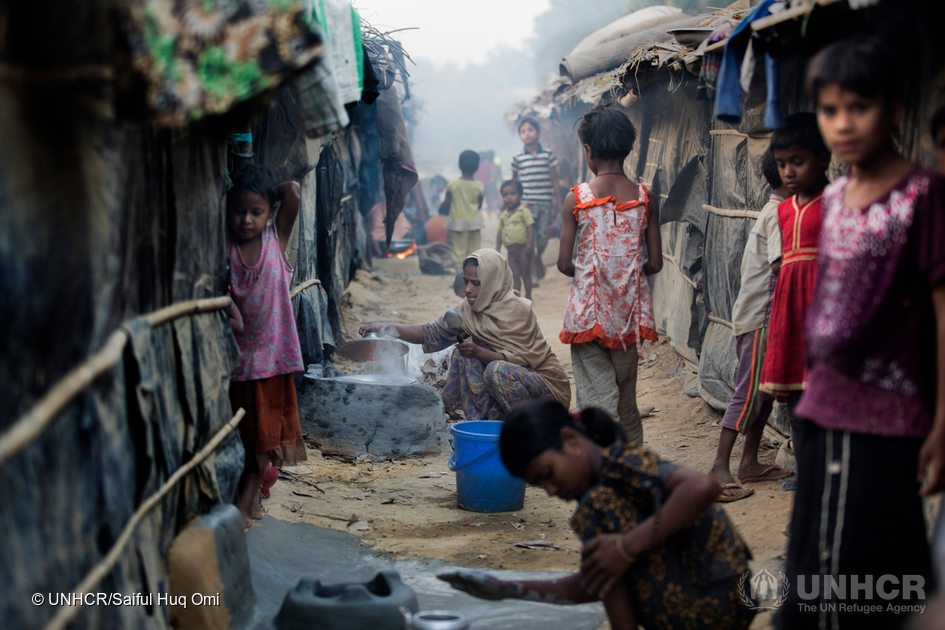 Recently arrived Rohingya refugees live in overcrowded makeshift sites in Cox's Bazar, Bangladesh since fleeing across the border to escape the October 2016 violence in Myanmar. Newly built shelters are erected all the time to house more families. ; On 9 October 2016, several attacks on border guard posts in the northern part of Rakhine state, Myanmar, triggered a security operation that forced an estimated 74,000 Rohingya to flee to Bangladesh between October 2016 and February 2017. These recent arrivals in Bangladesh are in addition to some 33,000 Rohingya refugees who arrived between 1991 and 1992 and who live in two government-run camps named Kutupalong and Nayapara. As well as these two waves, there are several hundred thousand Rohingya who fled to Bangladesh between the early 1990s and 2016, who are undocumented and live in makeshift sites and local villages. The estimate for this undocumented group is between 200,000 and 500,000 – a number the Bangladesh government hopes to verify in a census.
