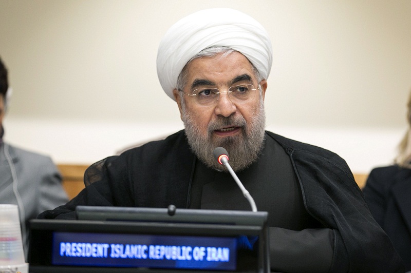 Hassan Rouhani, President of the Islamic Republic of Iran, addresses the Ministerial Meeting of the Non-Aligned Movement

Seated at the podium:
Mohammad Javad Zarif, FM of Iran
Hassan Rouhani, President of the Islamic Republic of Iran
Ban Ki-Moon, Secretary-General, 
John Ashe, President of the General Assembly 
Mohammad Khazaei, PR of Iran