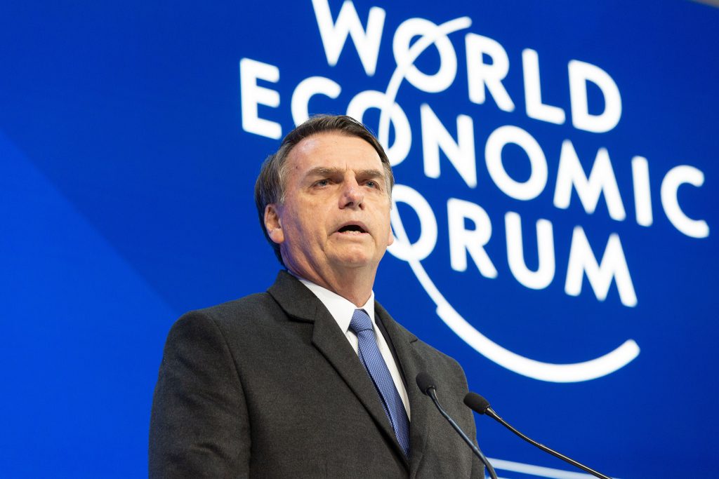 Special Address by Jair Bolsonaro, President of Brazil and Klaus Schwab, Founder and CEO of the World Economic Forum during the session: “Special Address by Jair Bolsonaro, President of Brazil” at the 2019 Annual Meeting of the World Economic Forum in Davos on 22 January 2019 in the Plenary Hall at the Congress Centre. Copyright: World Economic Forum/Christian Clavadetscher