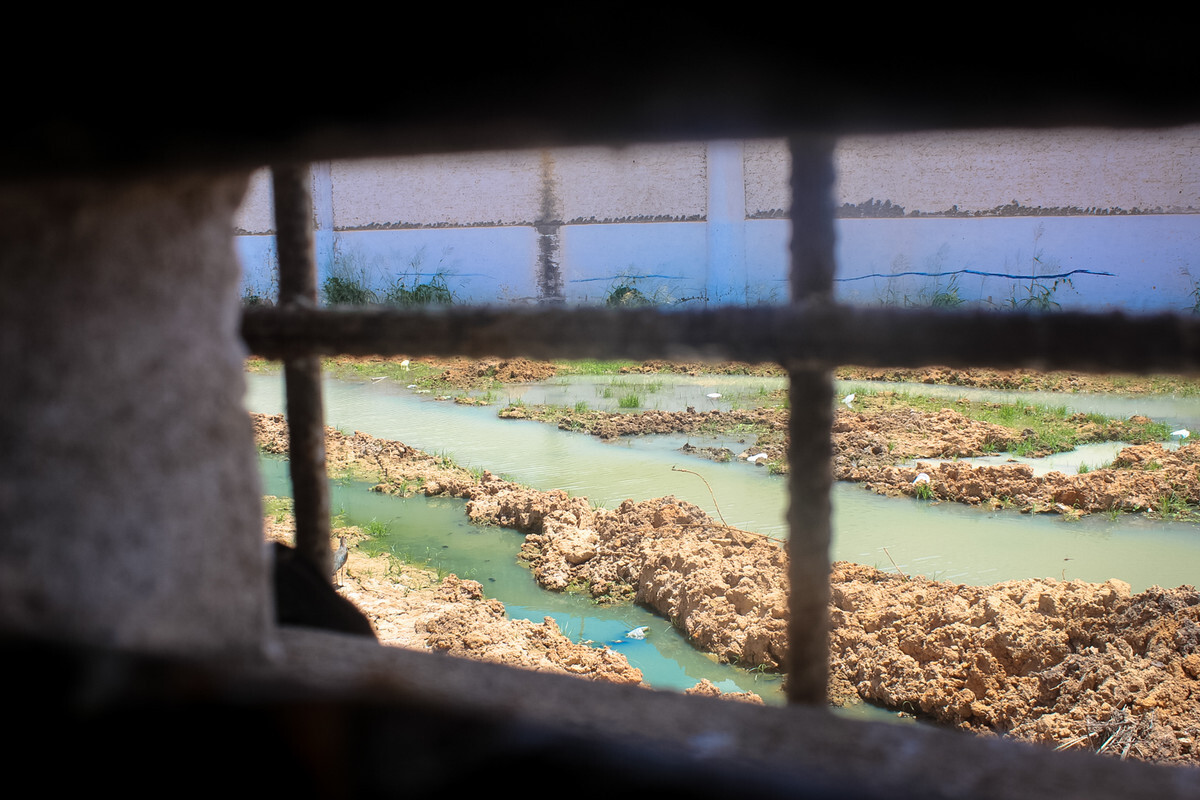 Open sewers next to the cells where prisoners are held at the Monte Cristo Agricultural Penitentiary, located in Boa Vista, in the state of Roraima